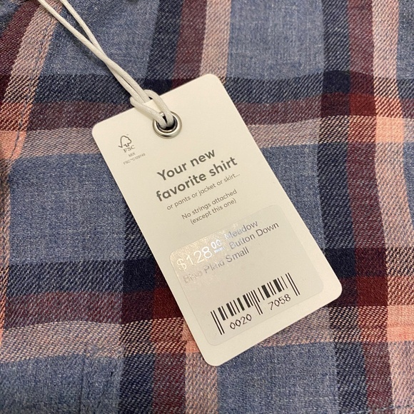 Marine Layer Meadow Button Down Blue Plaid Shirt Size S NWT - Picture 5 of 11
